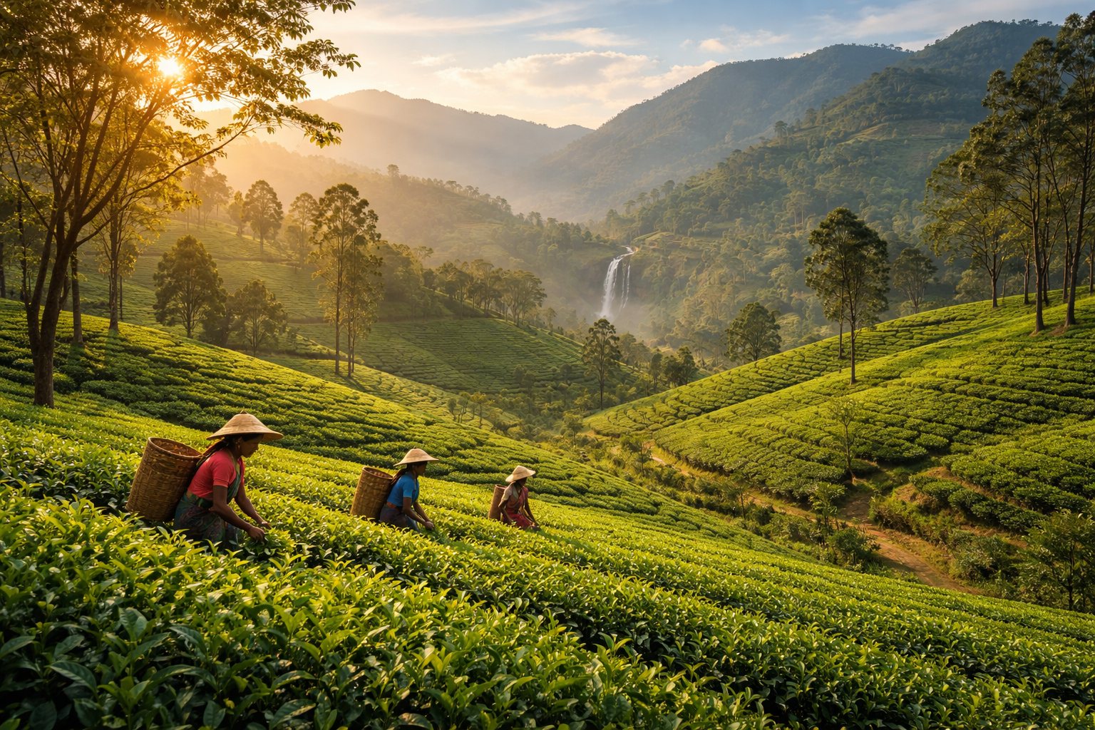 Lush Ceylon Tea Estate in Nuwara Eliya, Sri Lanka