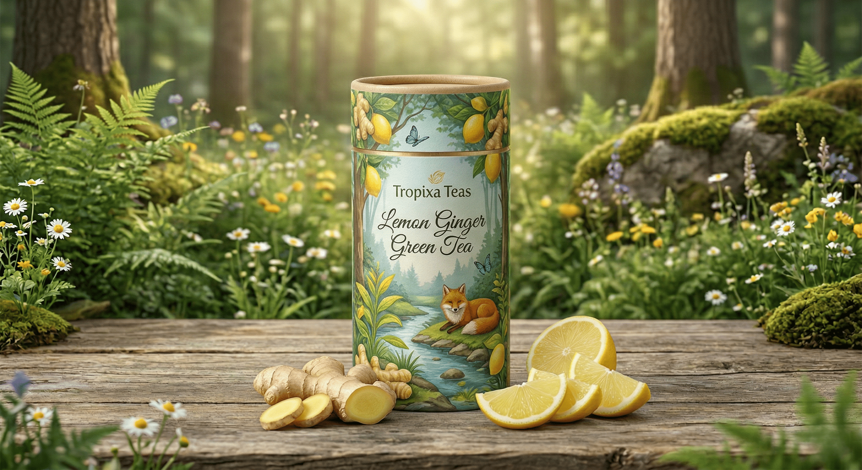 Lemon Ginger Green Tea 50 TB Paper Can