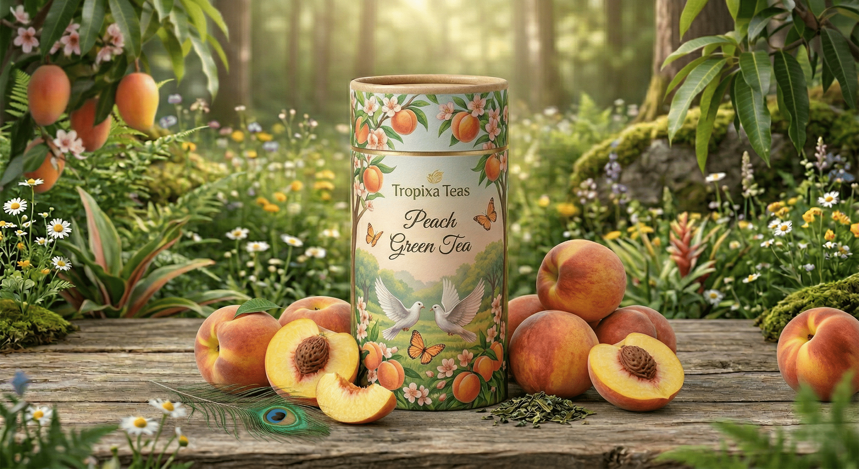 Peach Green Tea 50 TB Paper Can